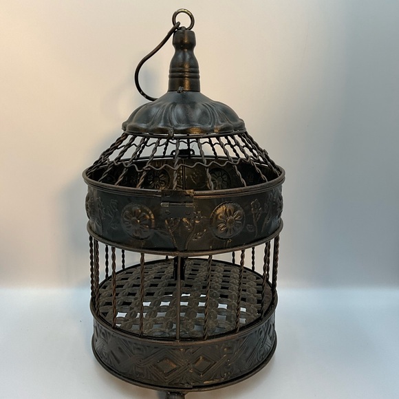 Vintage Birdcage 12” High Vintage Style Black Metal Home Accent